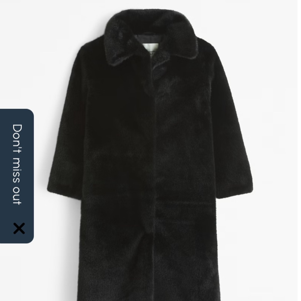 Abercrombie & Fitch Black Faux Fur Coat